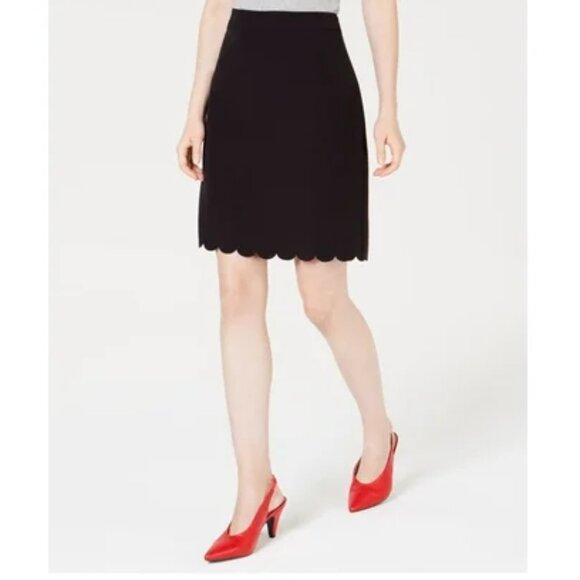 MAISON JULES Womens Black Scallop Hem Above The Knee Pencil - Picture 2 of 11